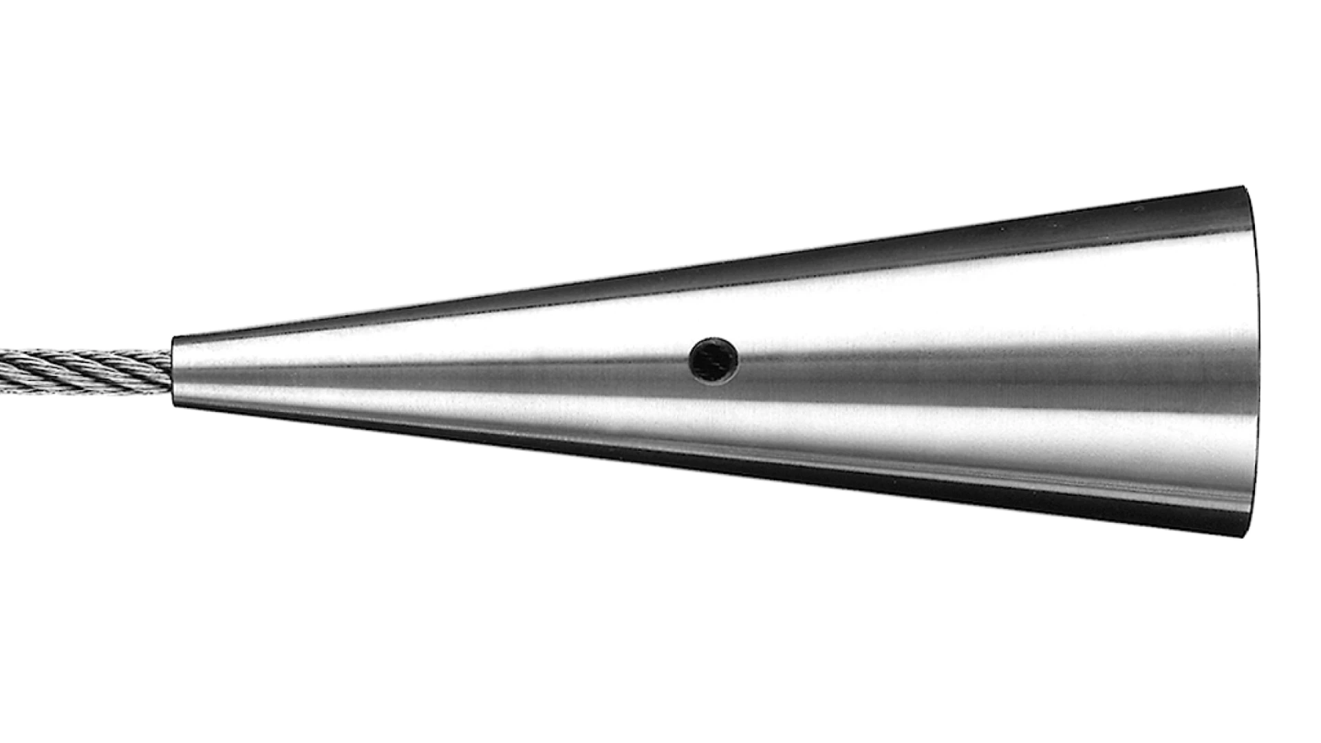 Rope cone with internal thread, swivel swaged