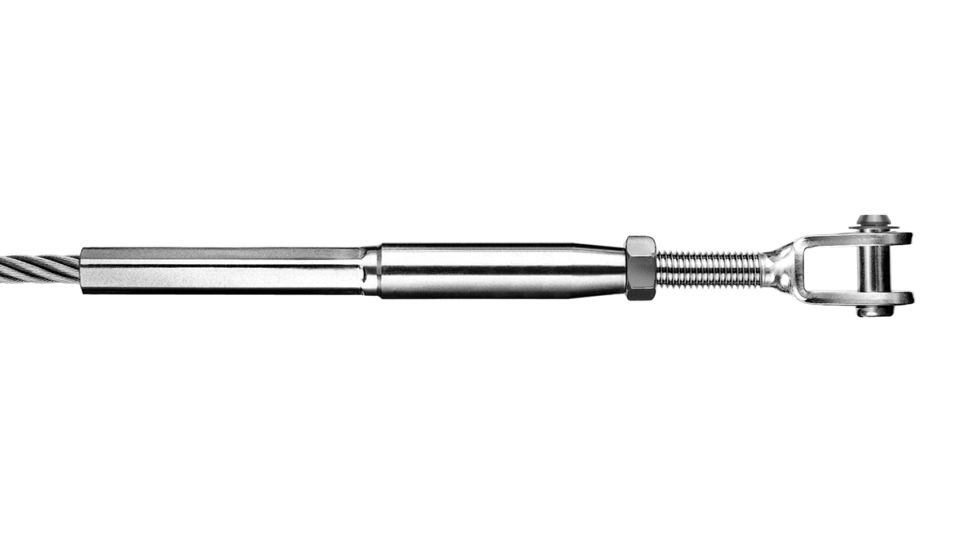 Clevis and internal thread-end left-hand swaged for rope Ø 10 - 16 mm. PHASED-OUT ITEM