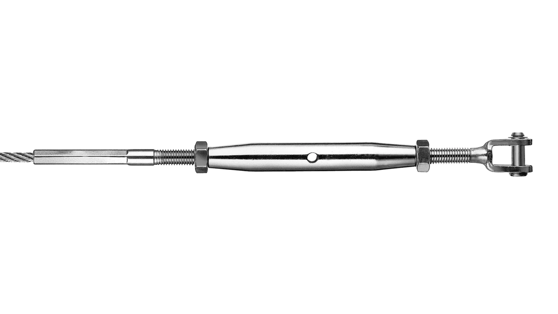 Turnbuckle with clevis swaged for rope Ø 2 - 12 mm. PHASED-OUT ITEM