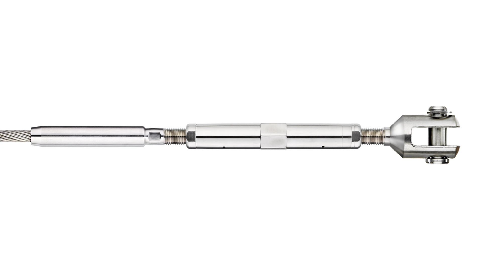 Turnbuckle with clevis round swaged for open spiral strand Ø 16 mm. PHASED-OUT ITEM