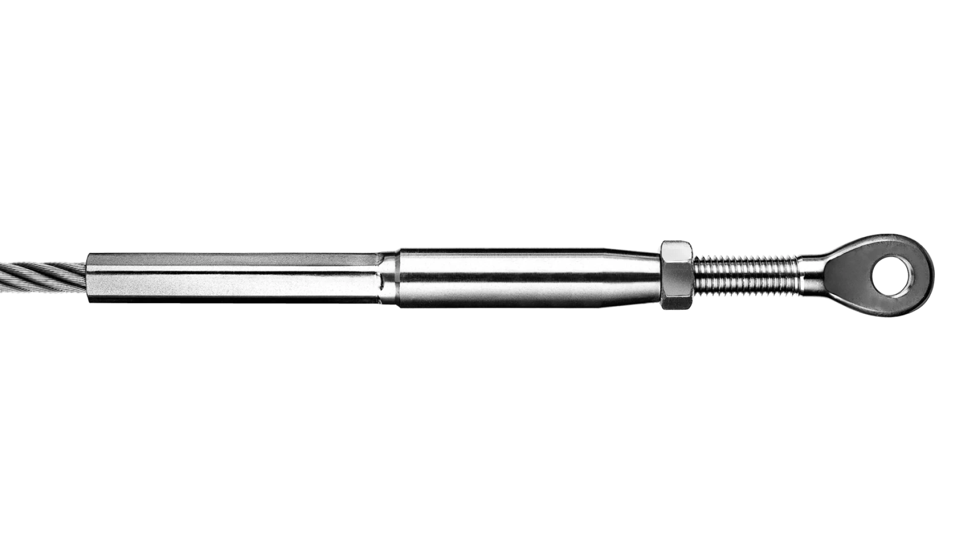 Eye-end and internal thread-end right-hand swaged for rope Ø 10 - 16 mm