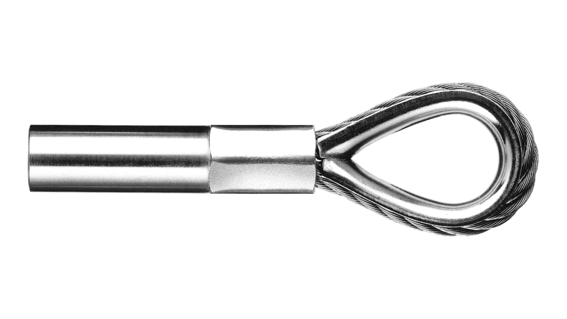 Loop with internal thread right-hand compressed with thimble