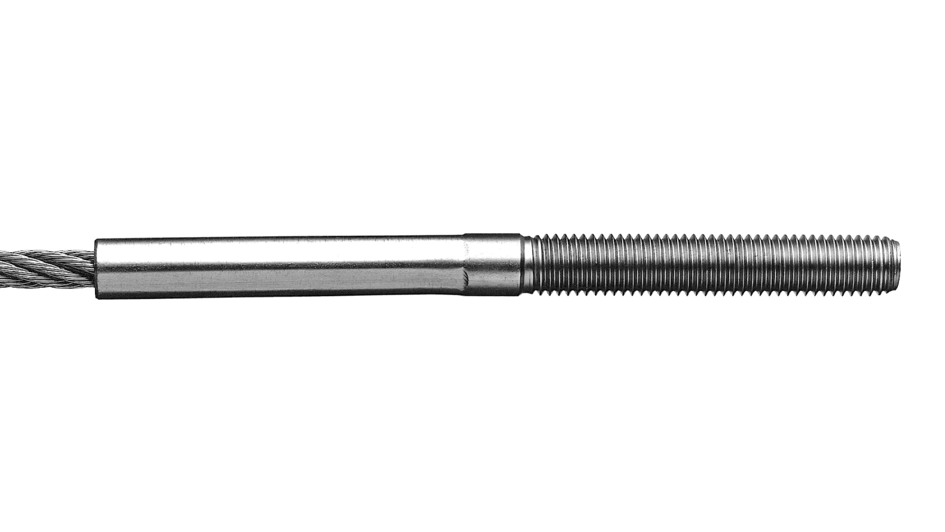 External thread end left-hand swaged