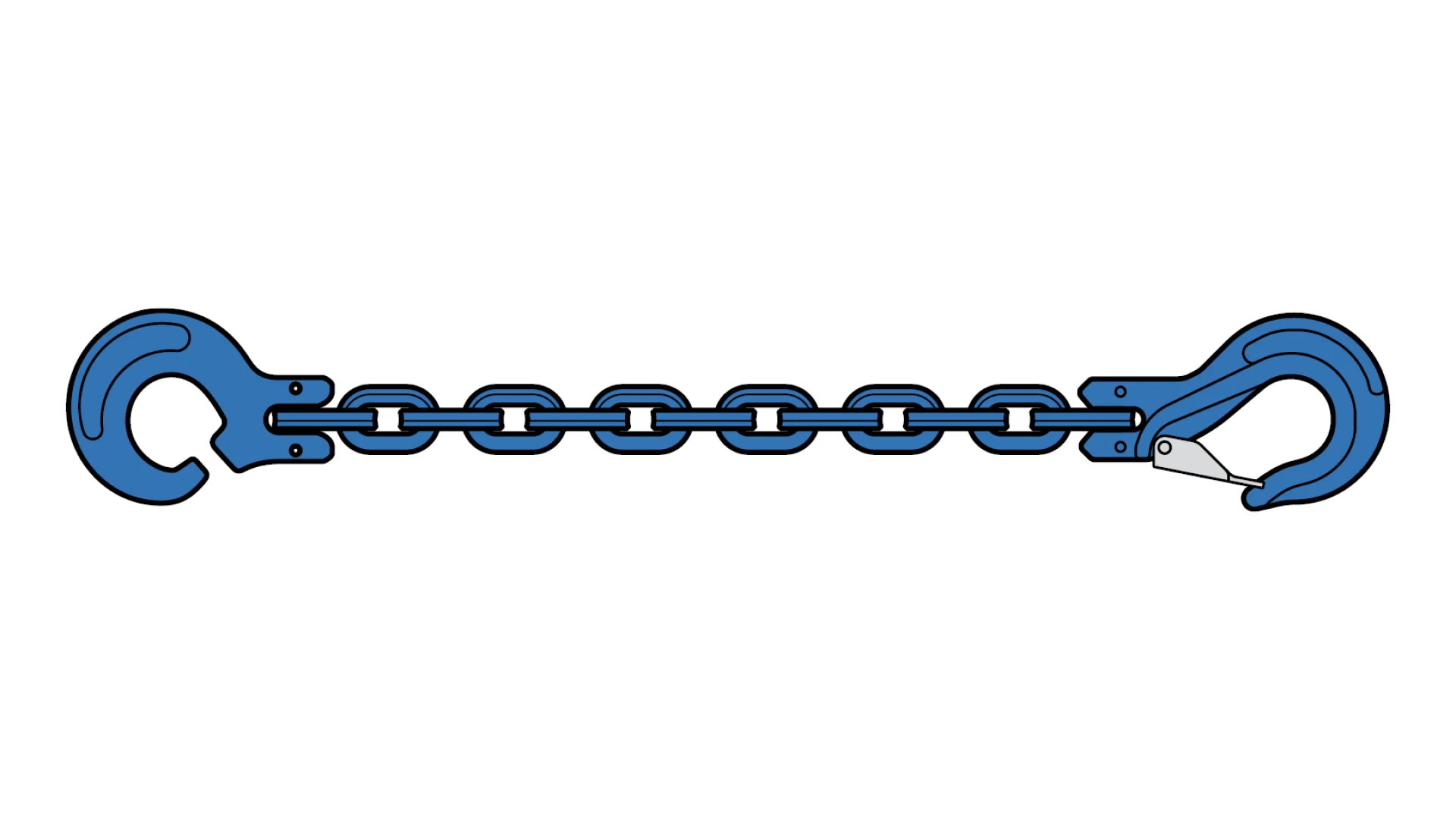 Square-link pulling chain   with sling hook and clevis hook