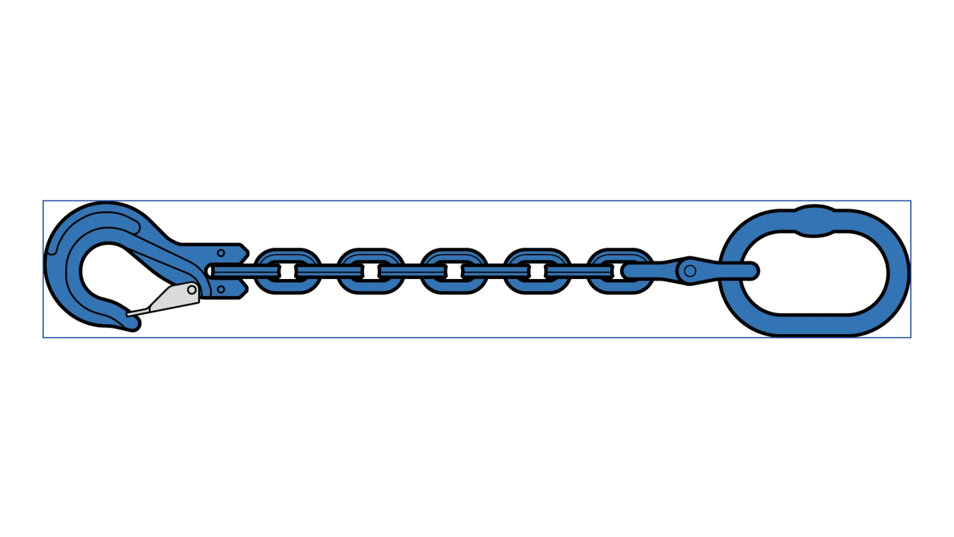 Square-link pulling chain   with suspension link and clevis hook