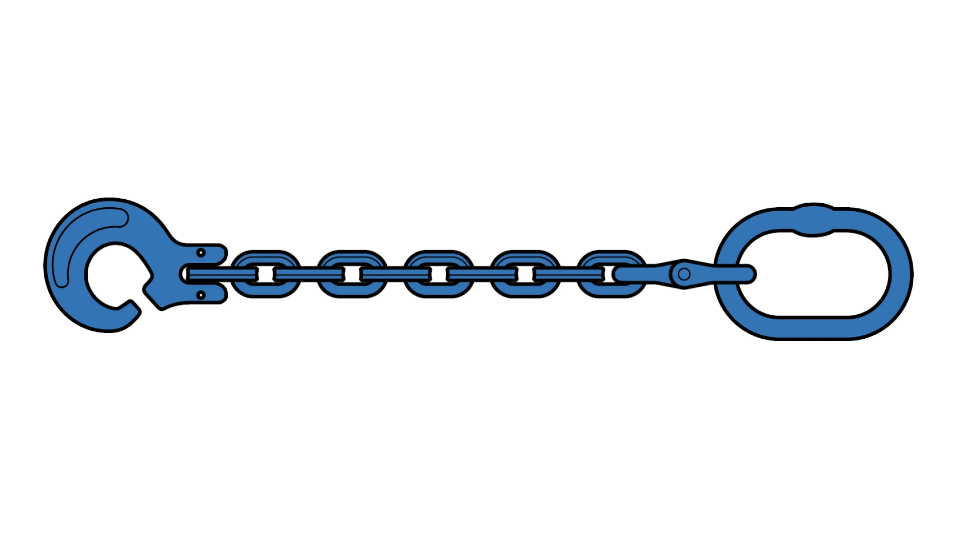 Square-link pulling chain   with suspension link and sling hook