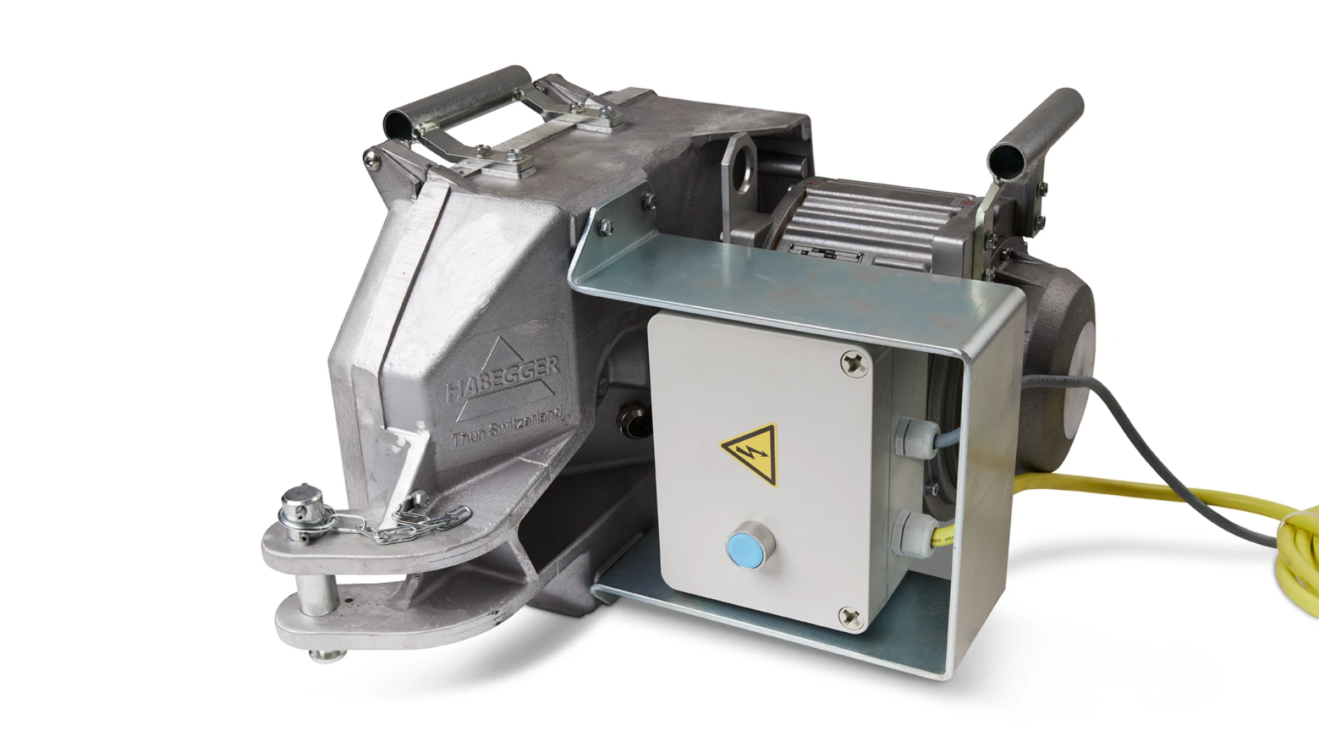 Habegger HIT-TRAC 16E electric motorized rope hoist, with control box guard