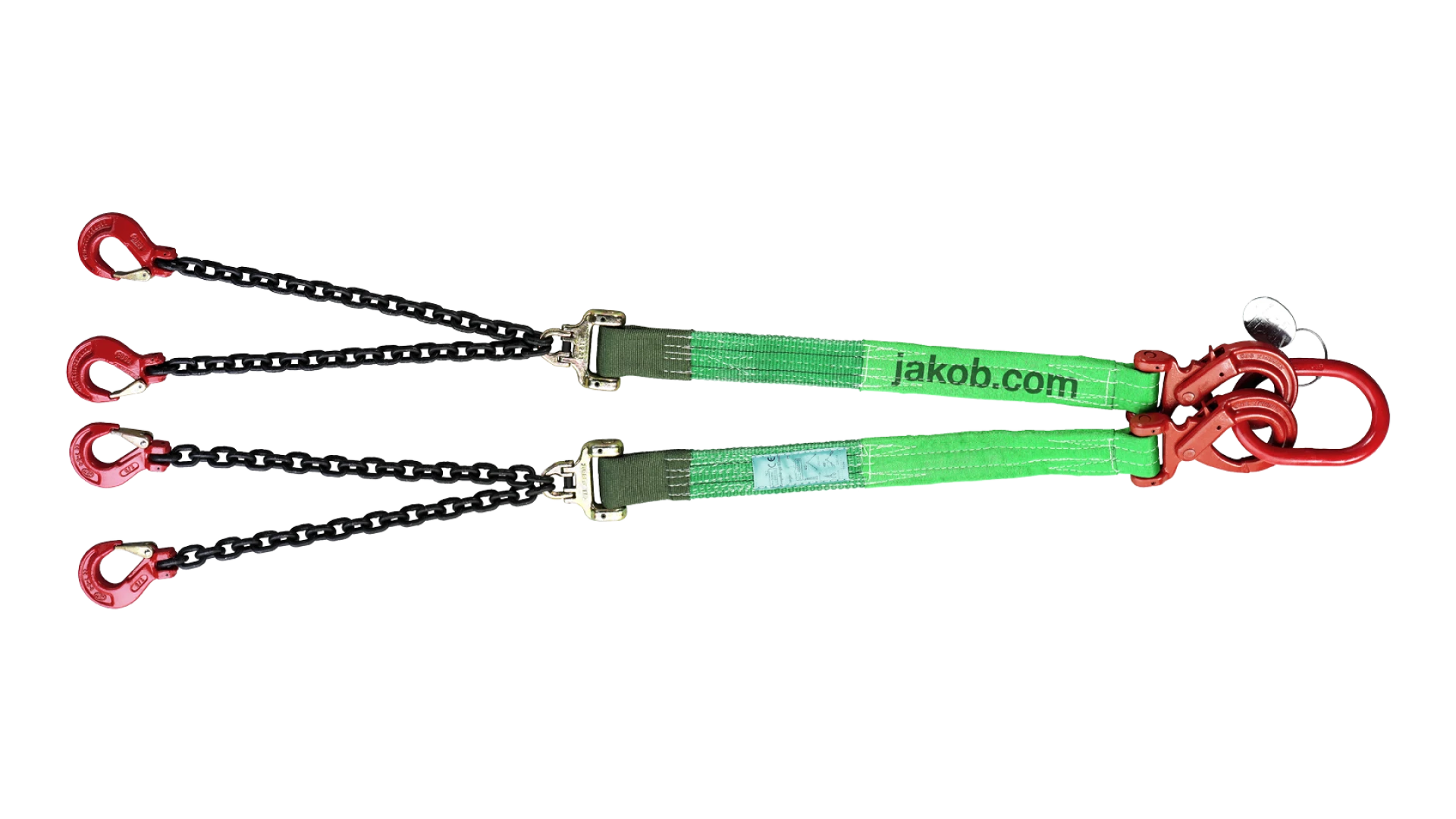 Reversible system web sling assembly Two-/four-leg  with safety hook and clevis hook