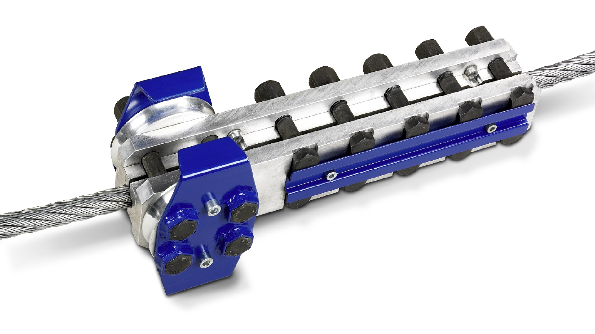 Tensioner clamp with 1 pair of rope bed rails
