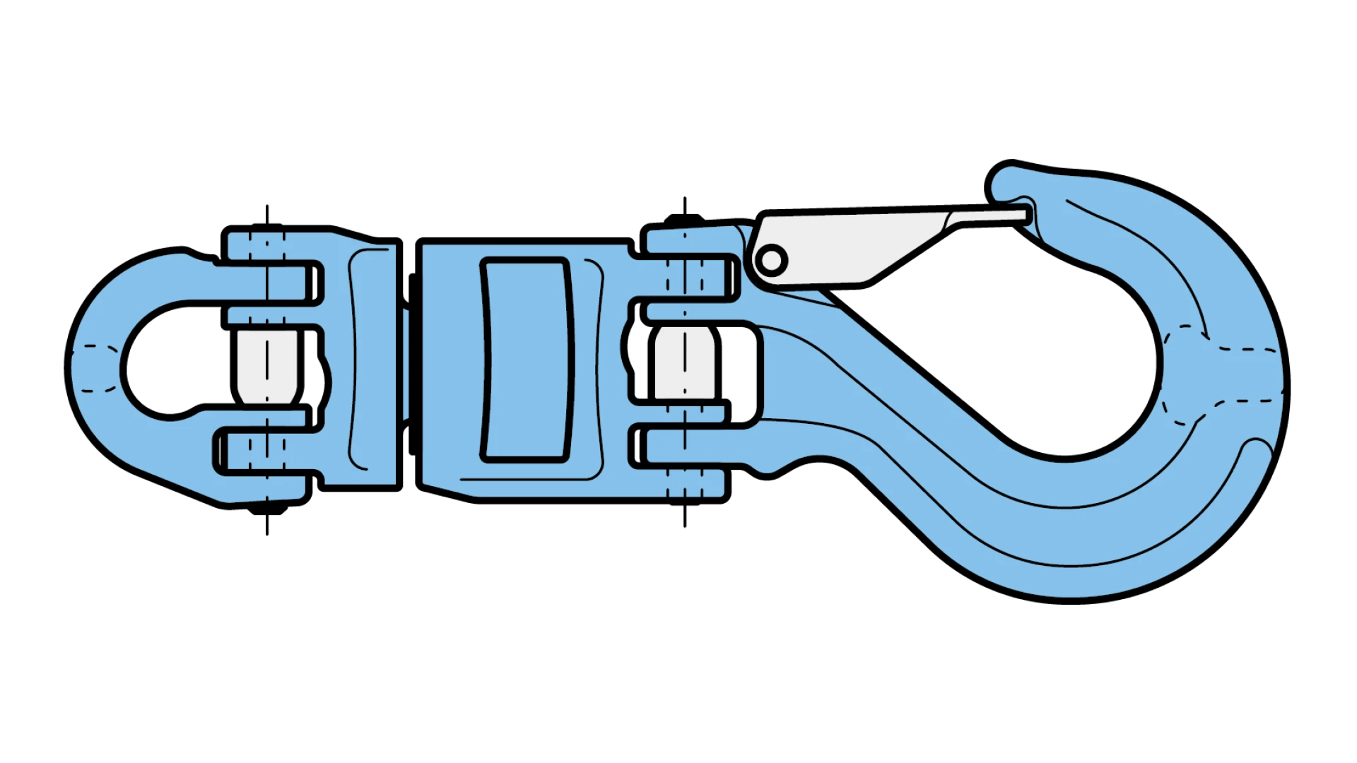 Insulated swivel with half cupling link and coupling hoist hook