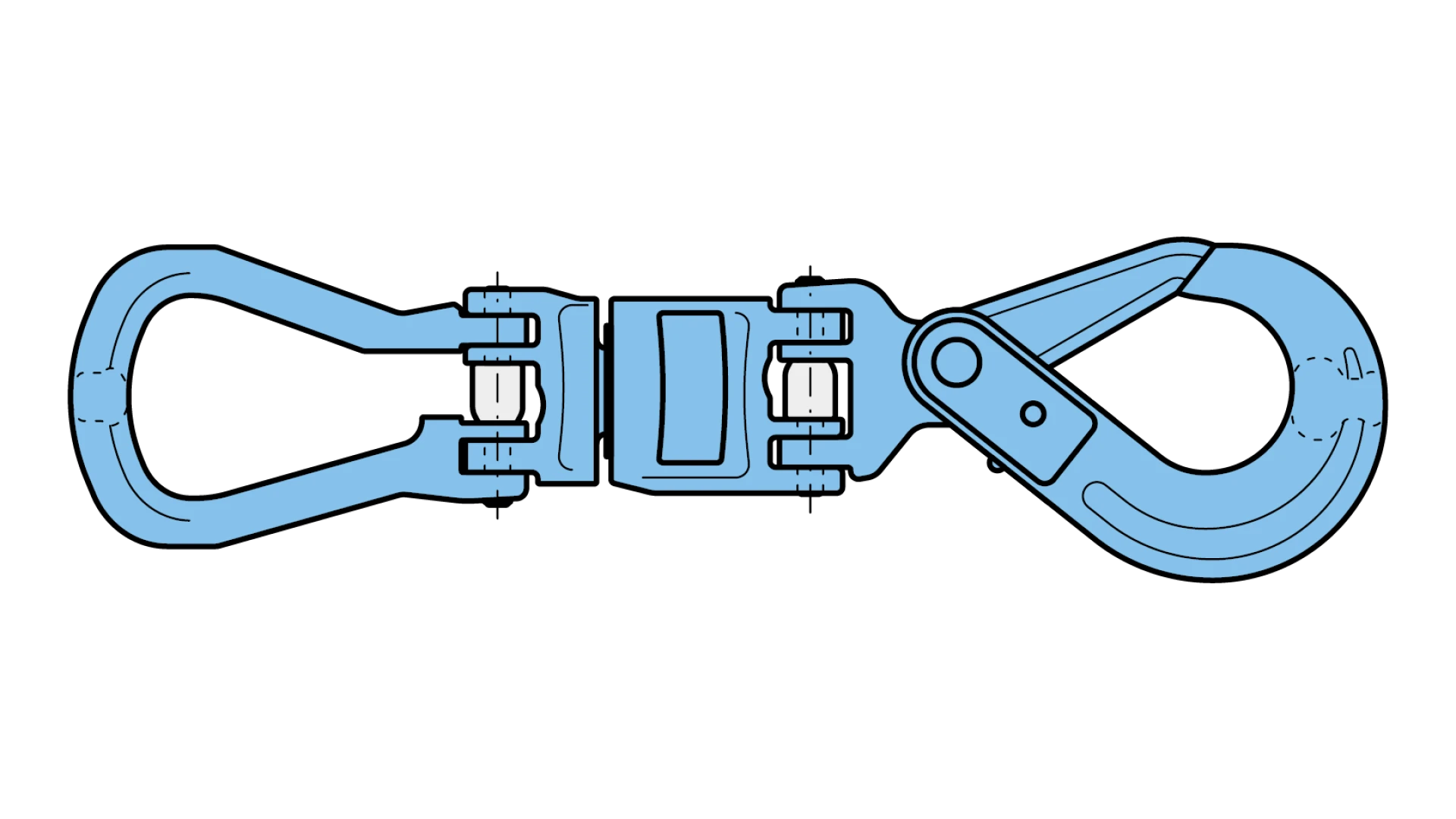 Insulated swivel with open master link and self locking hook