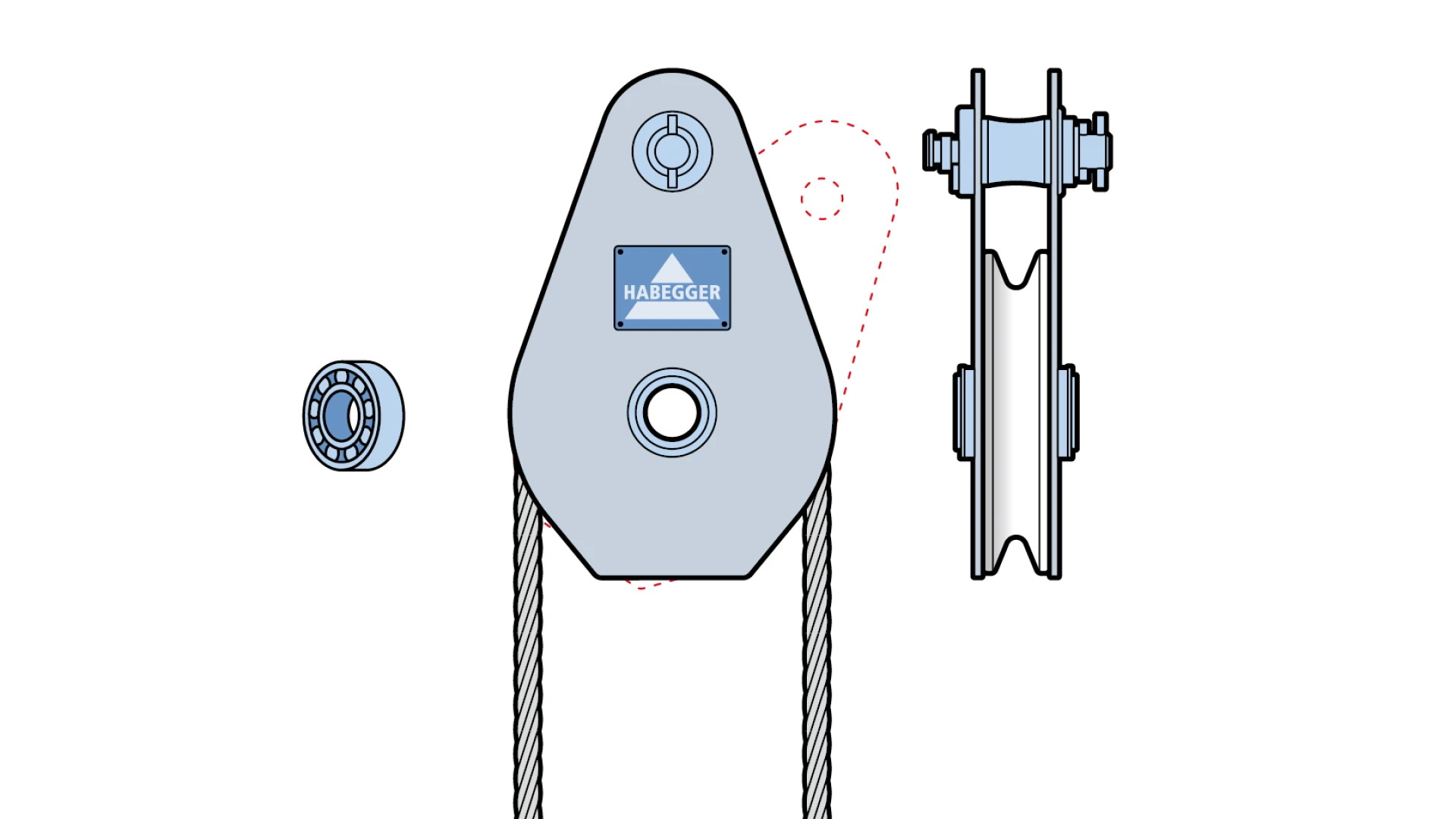 Rope pulley ST-A 1-roller, with ball bearing  64 kN
