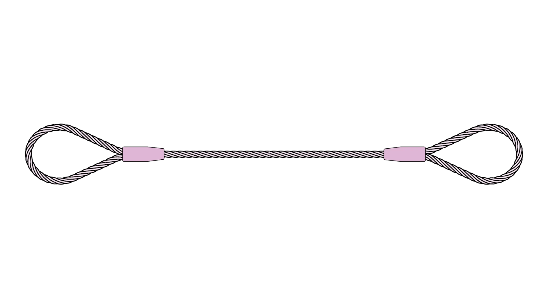Wire rope sling loop without thimble on both ends compressed