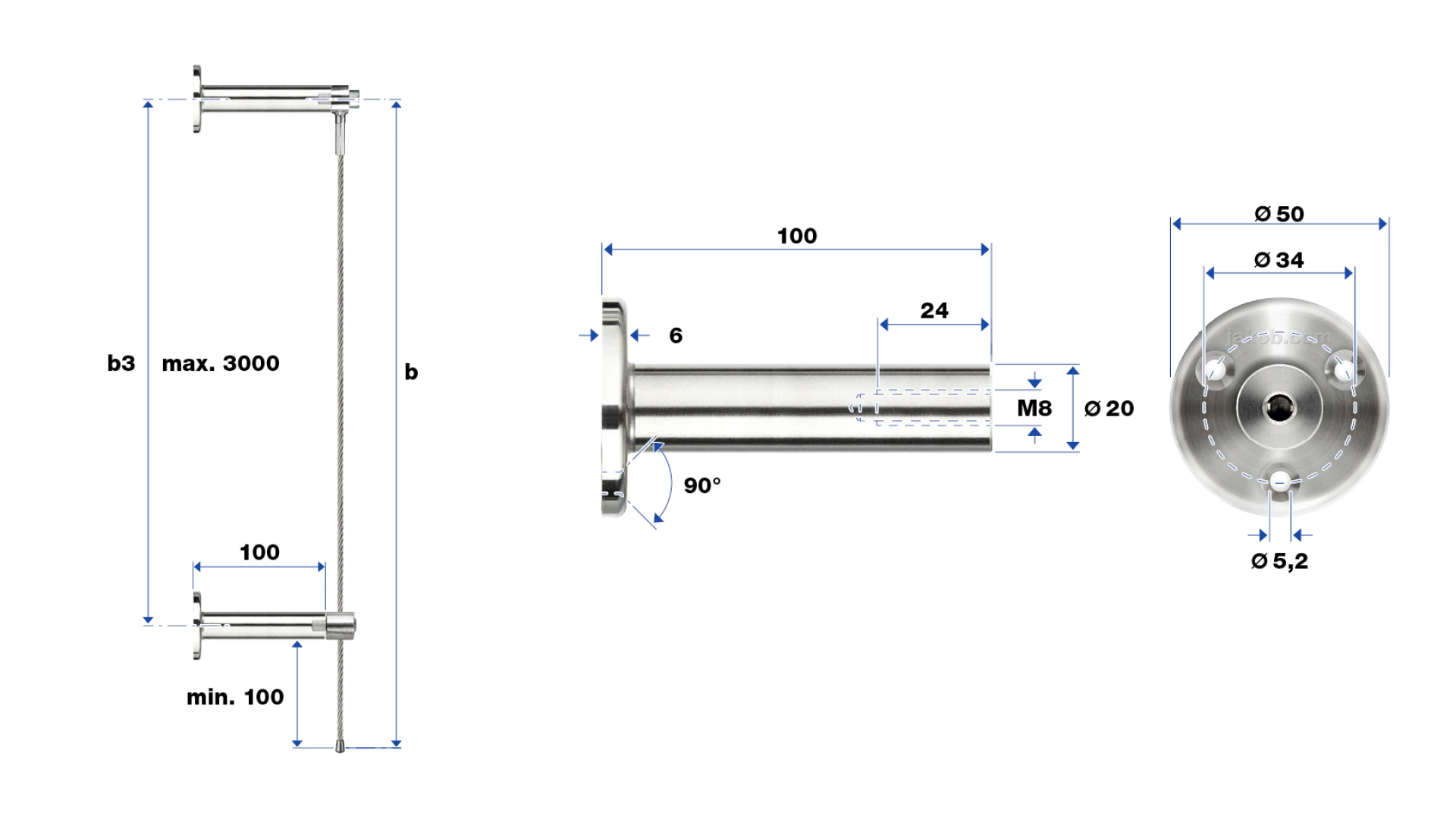 GreenGuide rope assembly G1 - Set 2   with countersunk holes