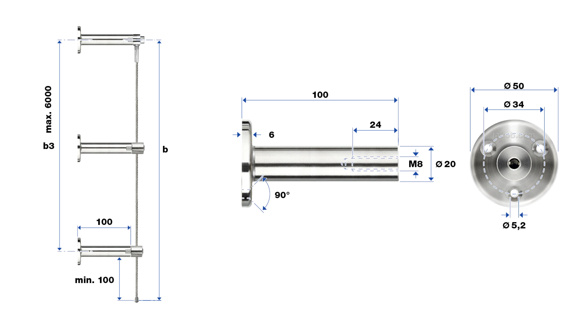 GreenGuide rope assembly G1 - Set 3   with countersunk holes