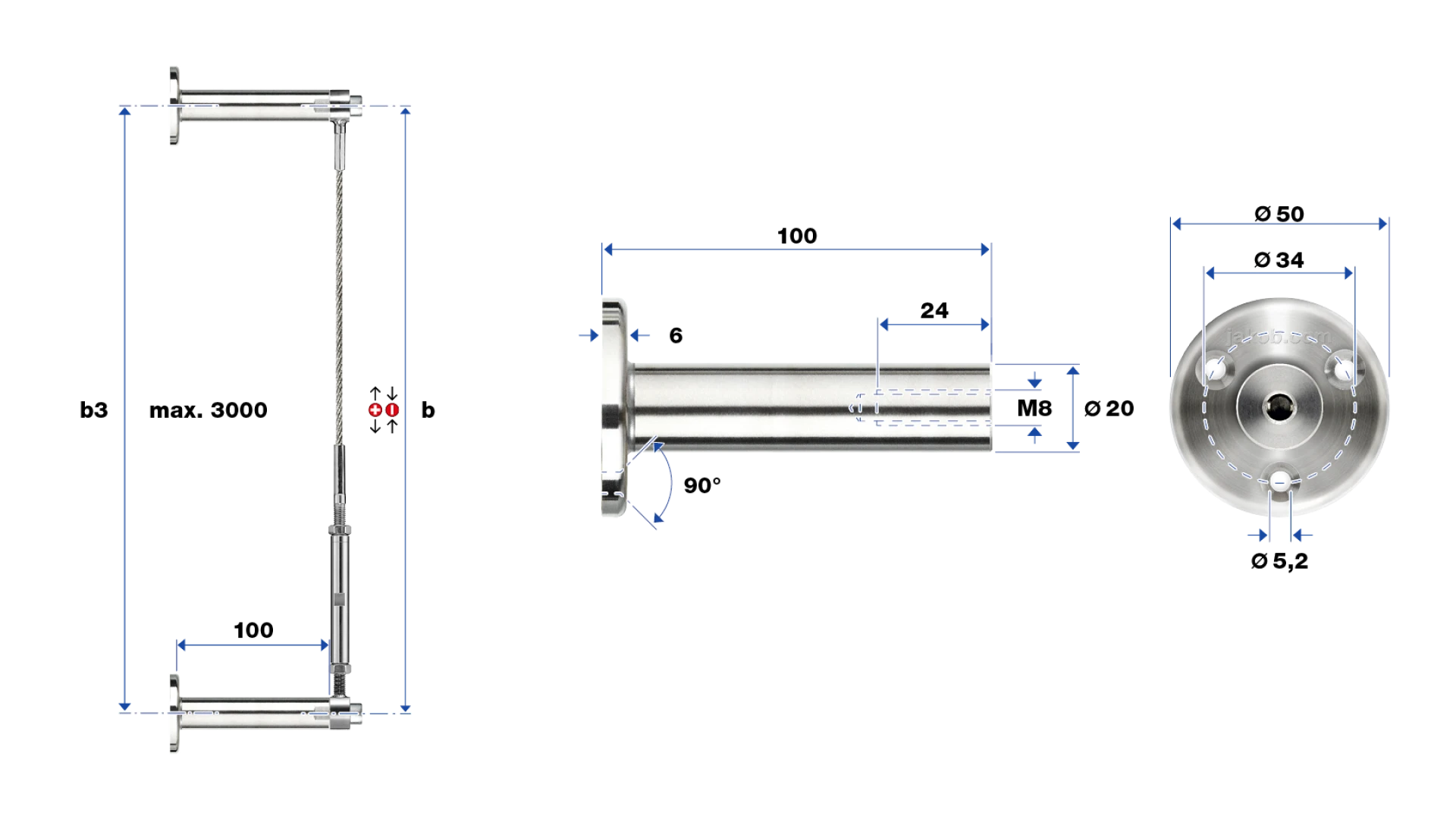 GreenGuide rope assembly G2 - Set 2   with countersunk holes