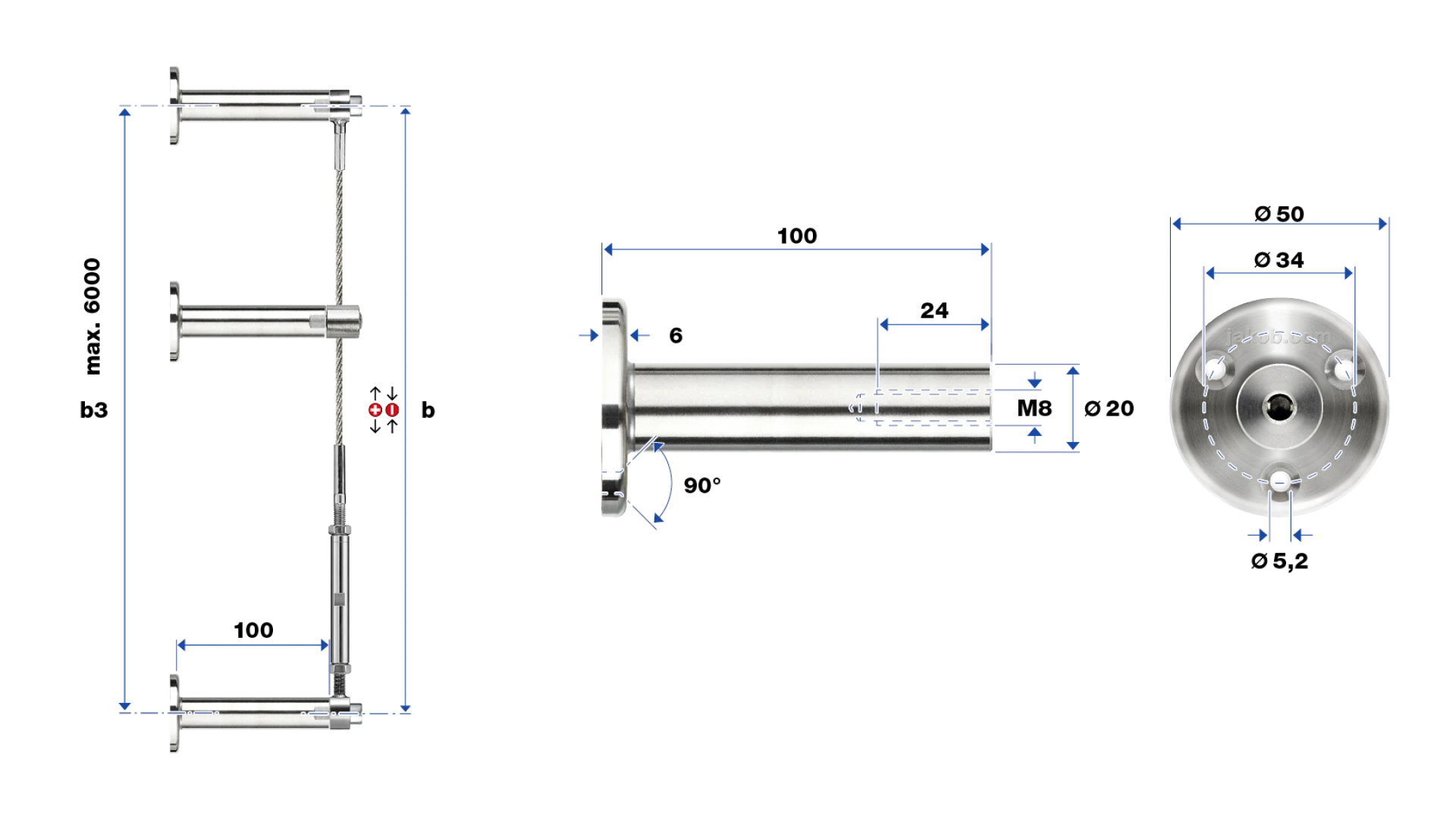 GreenGuide rope assembly G2 - Set 3   with countersunk holes