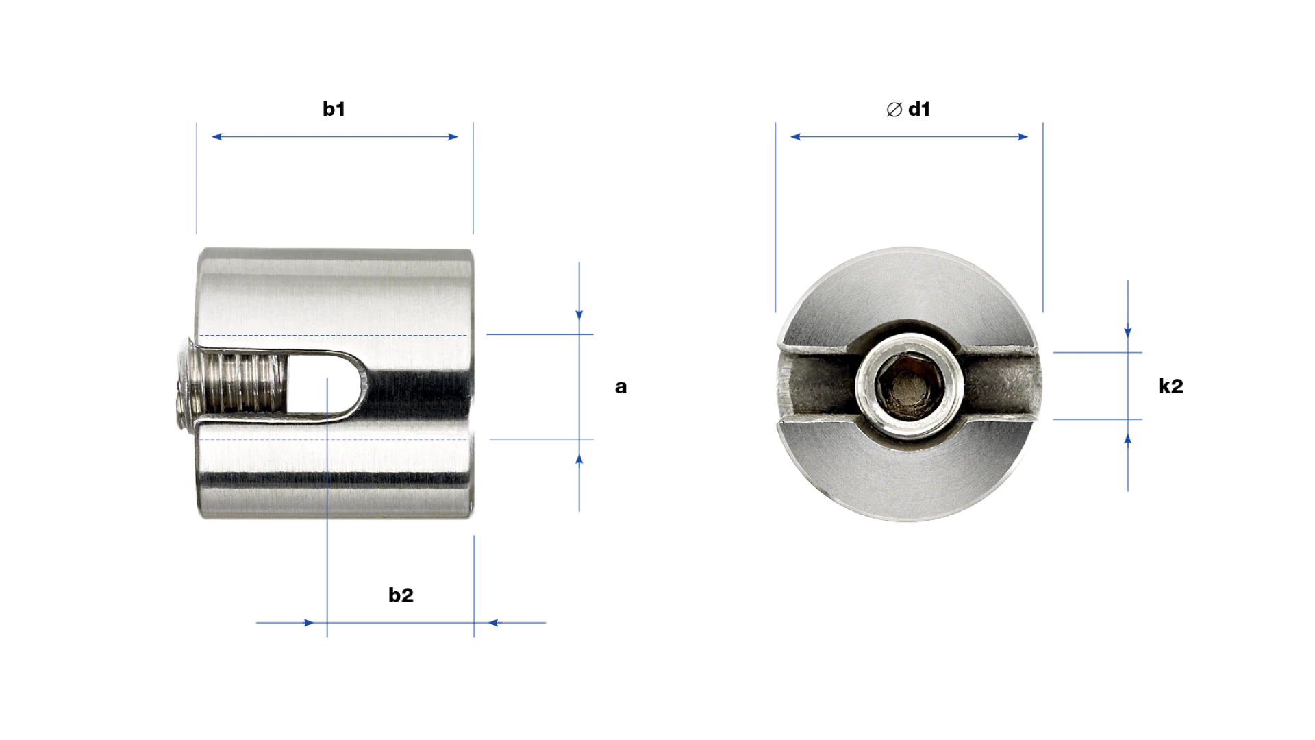Clamp holder with hexagon socket set screw M 8 x 8 mm