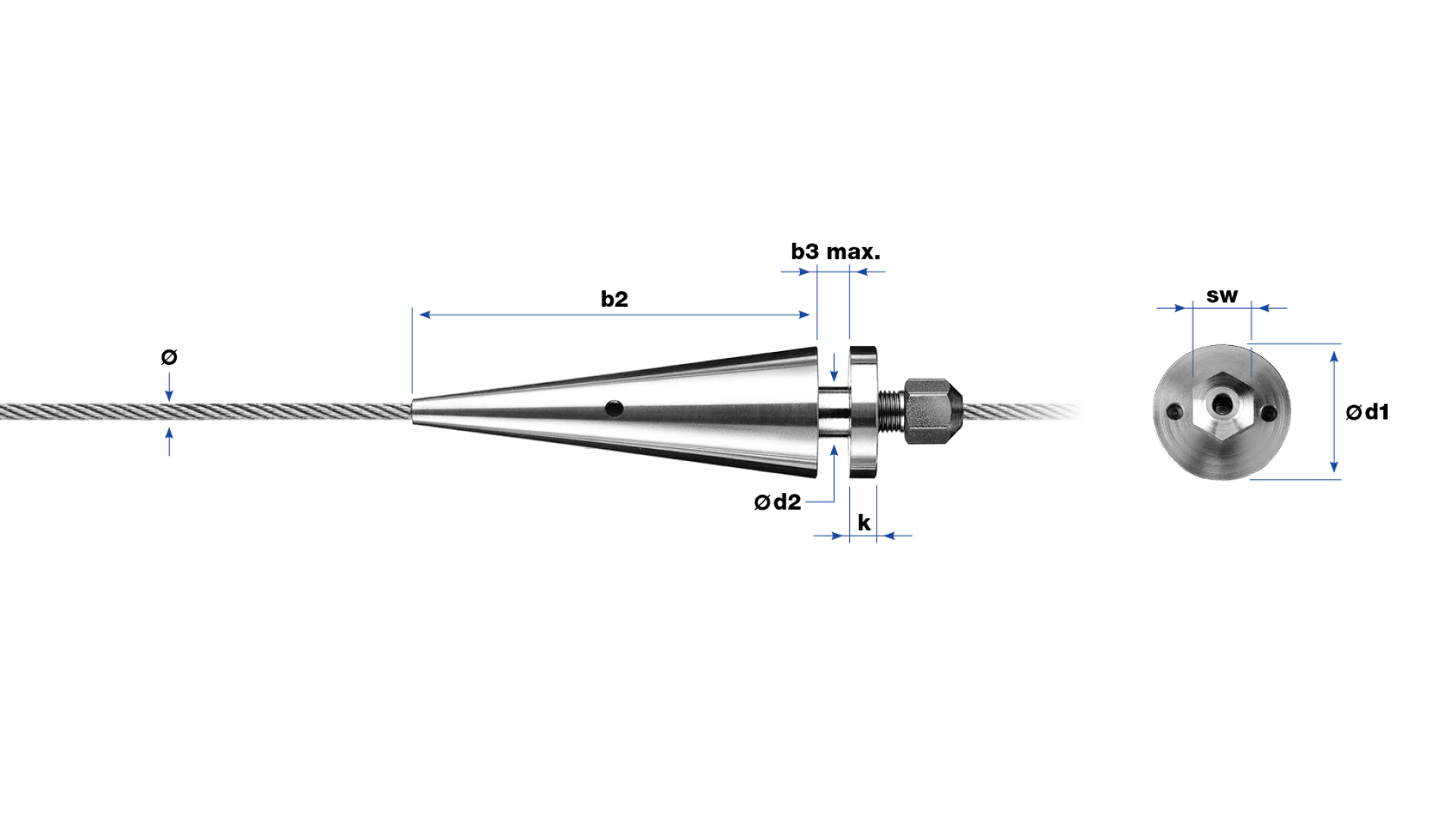 Rope cone large with cover disc, LT1 self-assembly