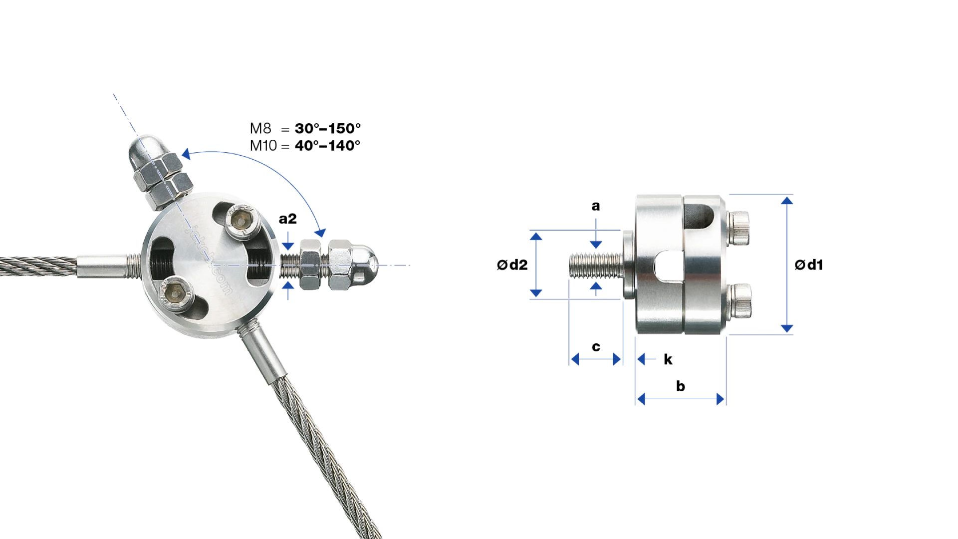 Suspension-rope clamp adjustable