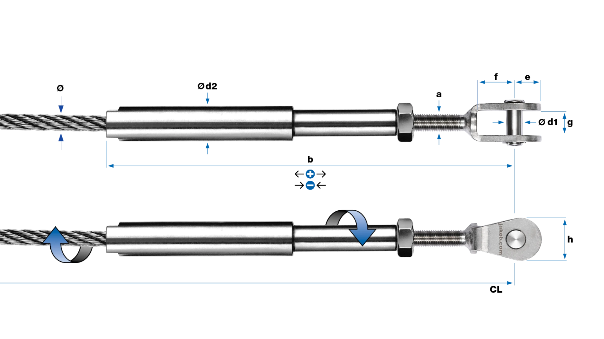 Clevis Classic and internal thread end swivel swaged