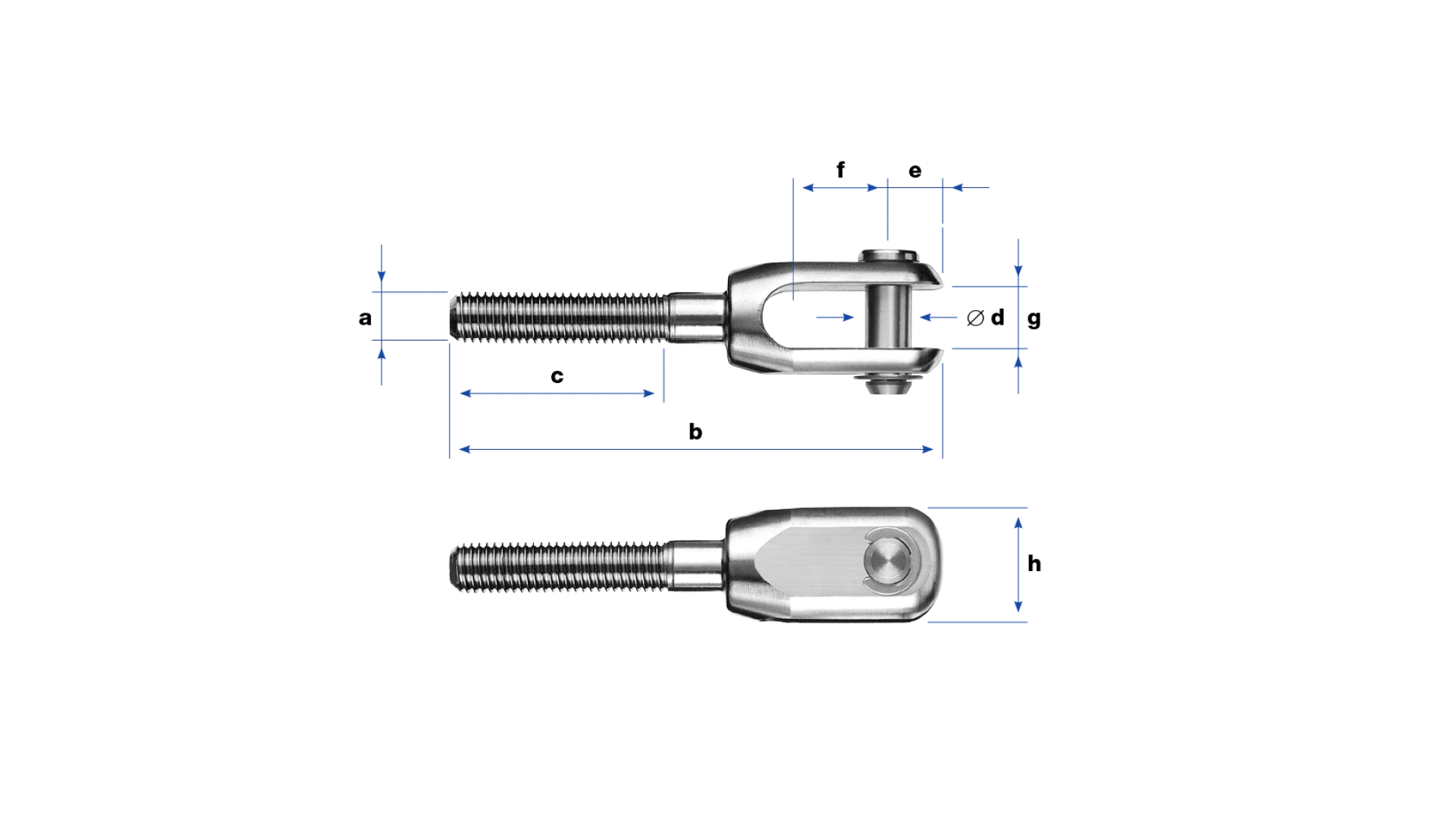 Clevis Monofork with external thread left-handed