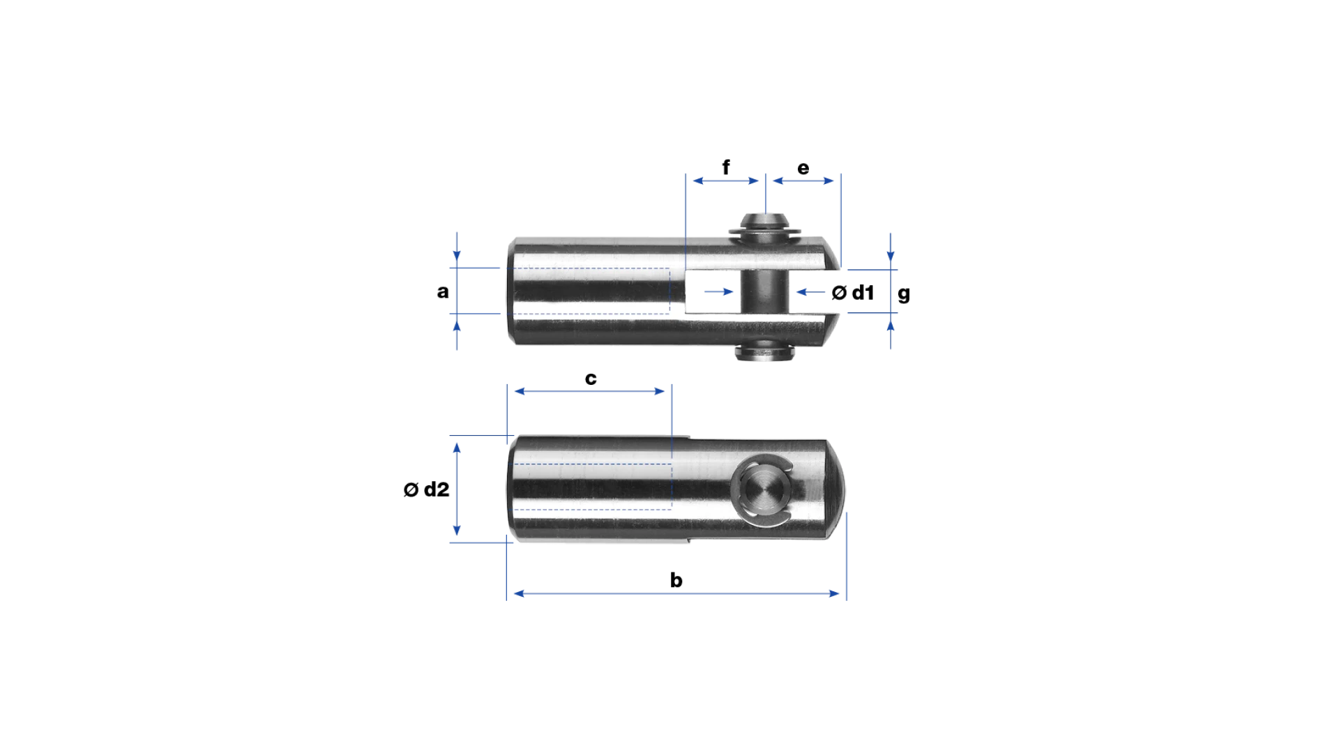 Clevis with internal thread right-hand