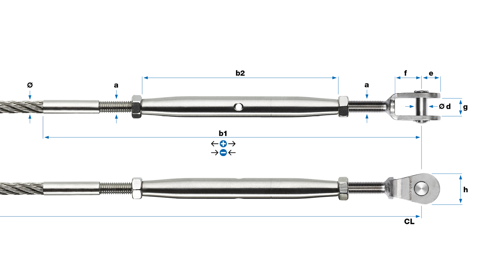 Turnbuckle with clevis Classic Univiss round swaged