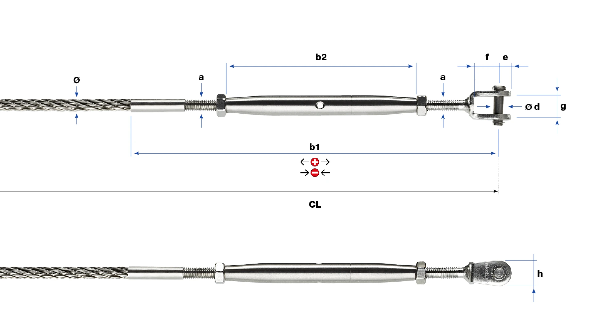 Turnbuckle with clevis Univiss round swaged PHASED-OUT ITEM