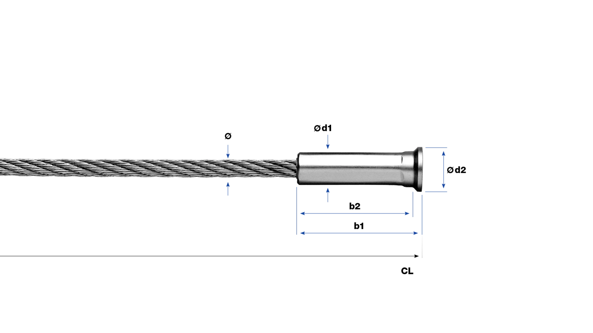 End-stop with countersunk head 90° swaged