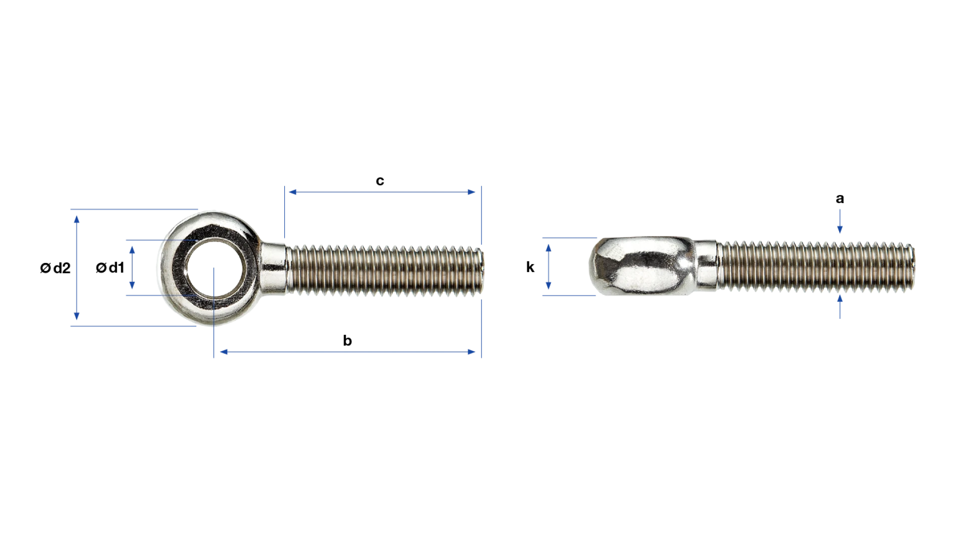 Eye bolt right-hand thread without shaft