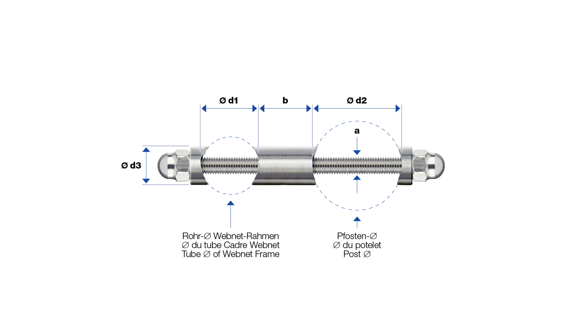 Frame holder one-way  for posts made of round tube