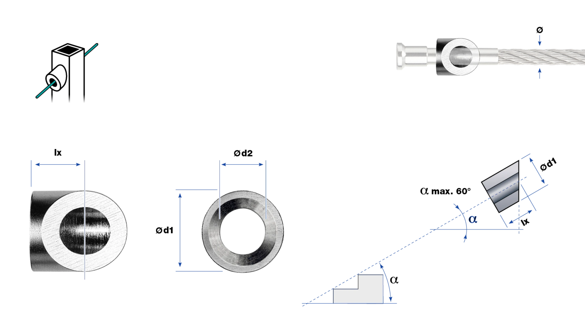 Post fitting flat shape  for end-stop with countersunk head 90° Univiss