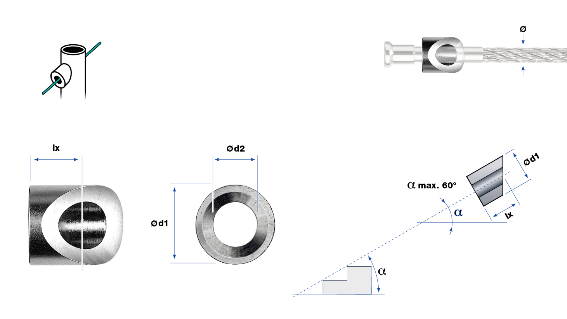 Post fitting round shape  for end-stop with countersunk head 90° Univiss