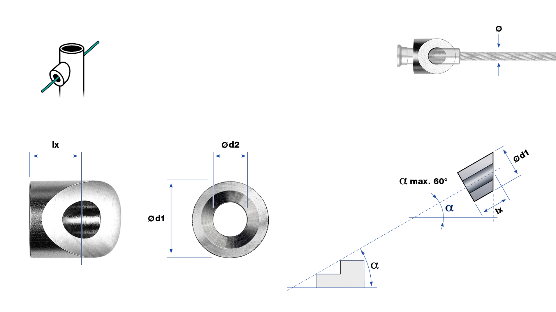 Post fitting round shape  for end-stop with countersunk head 90°