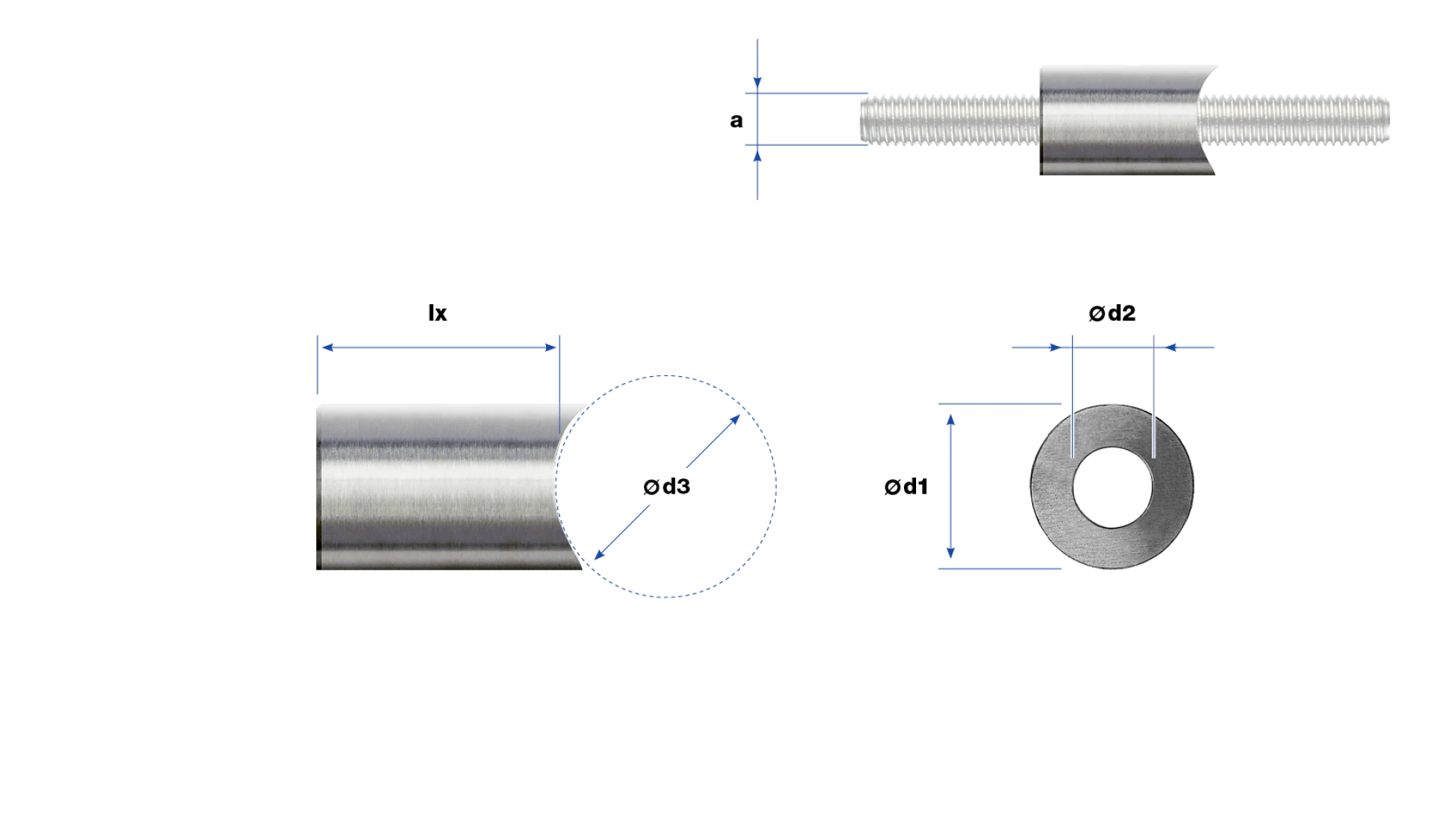 Post fitting round shape  for external thread