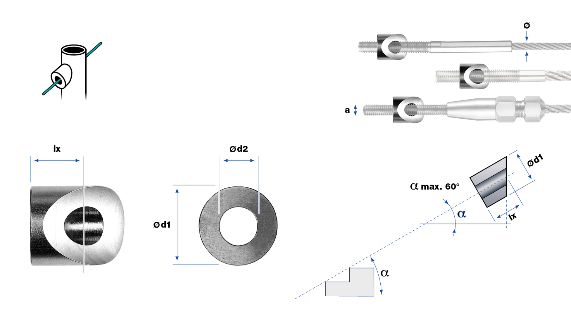 Post fitting round shape  for external thread