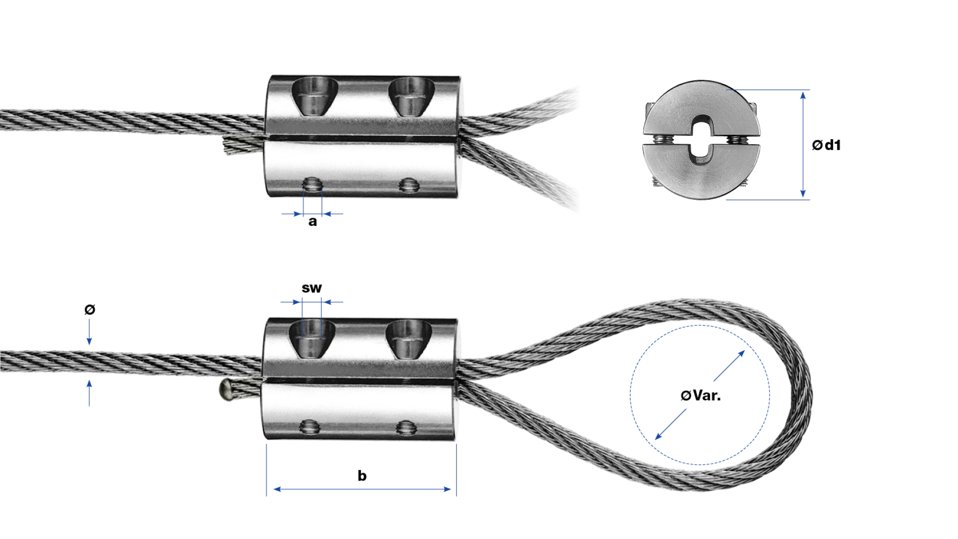 2-part loop clamp without thimble self-assembly