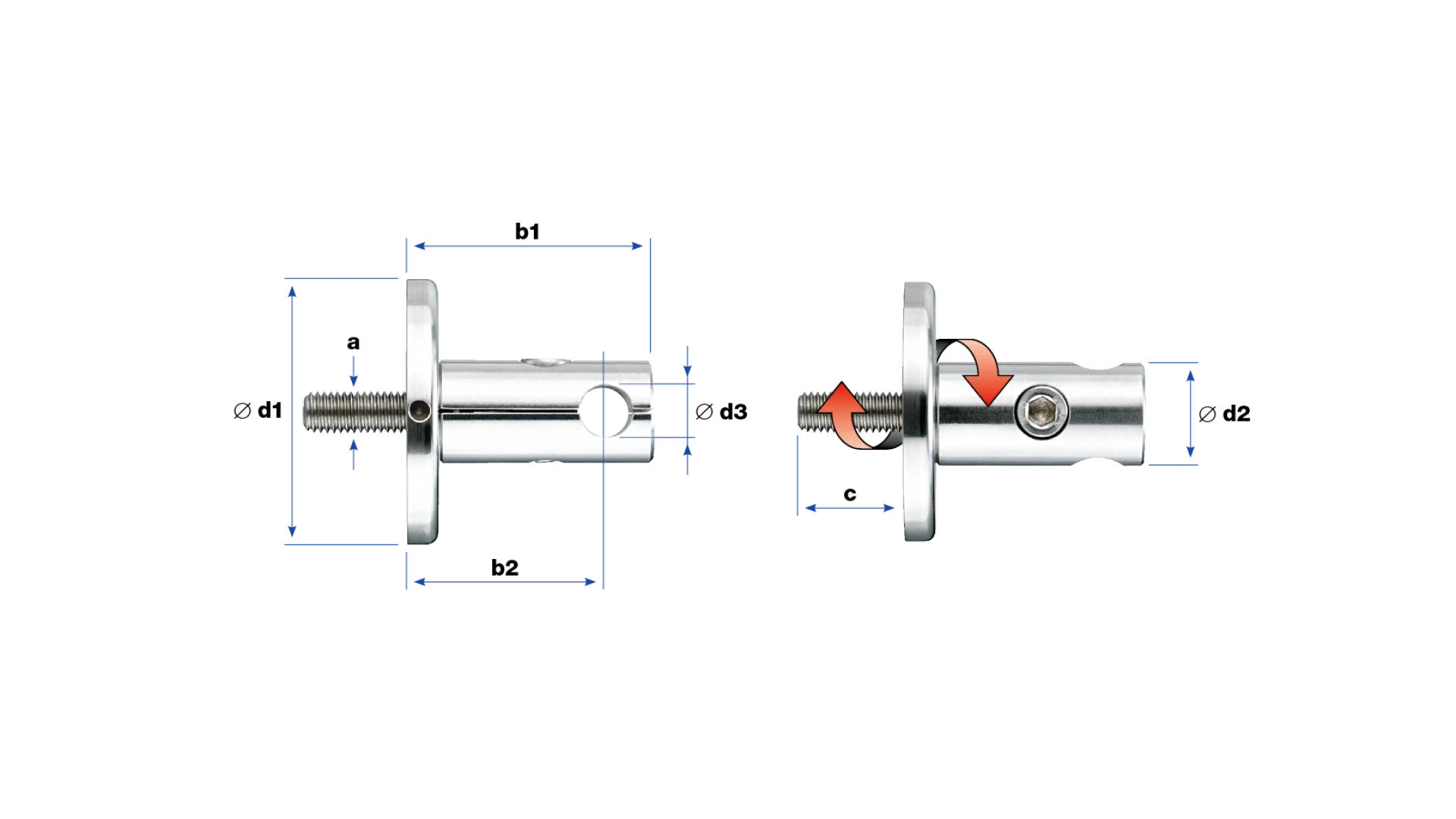 Rod holder cylindric  rotating with support washer