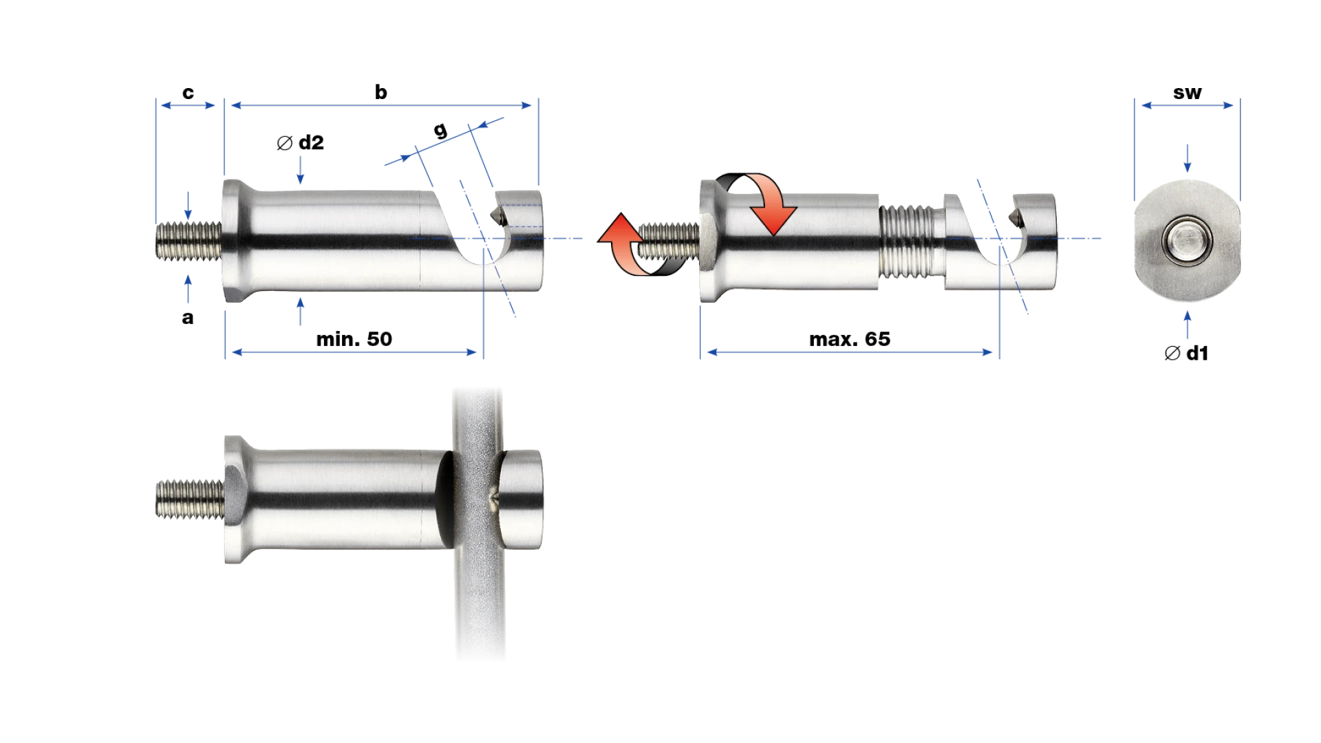 Rod holder cylindrique, réglable