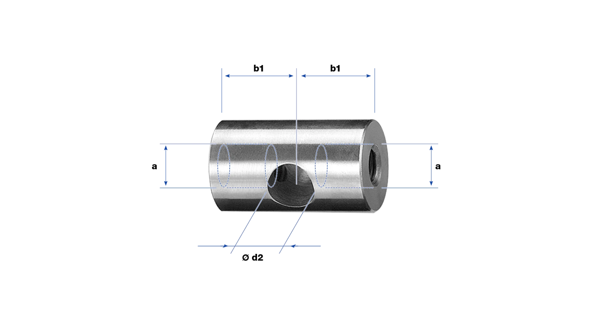 Rod-rope connector   with two internal threads
