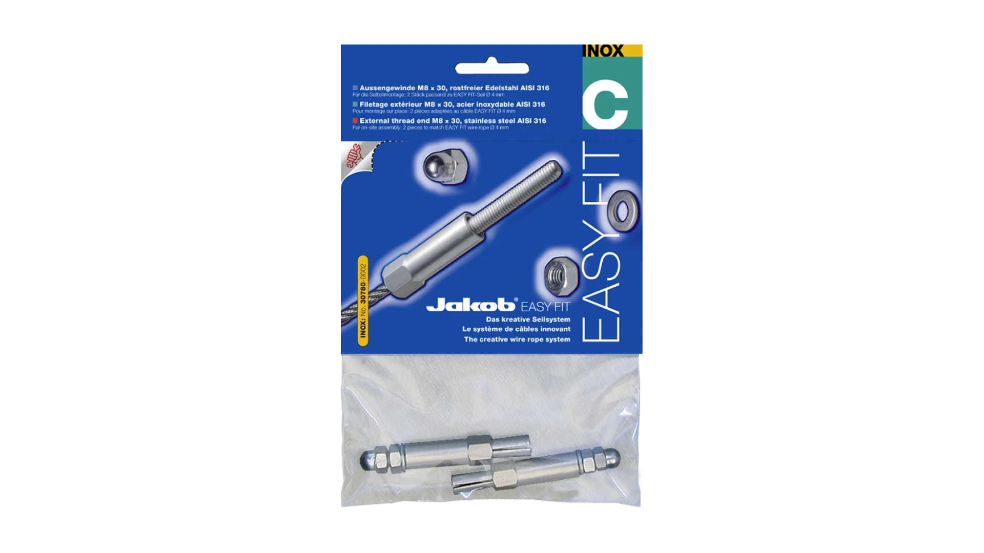 External thread end Easy Fit self-assembly stainless steel