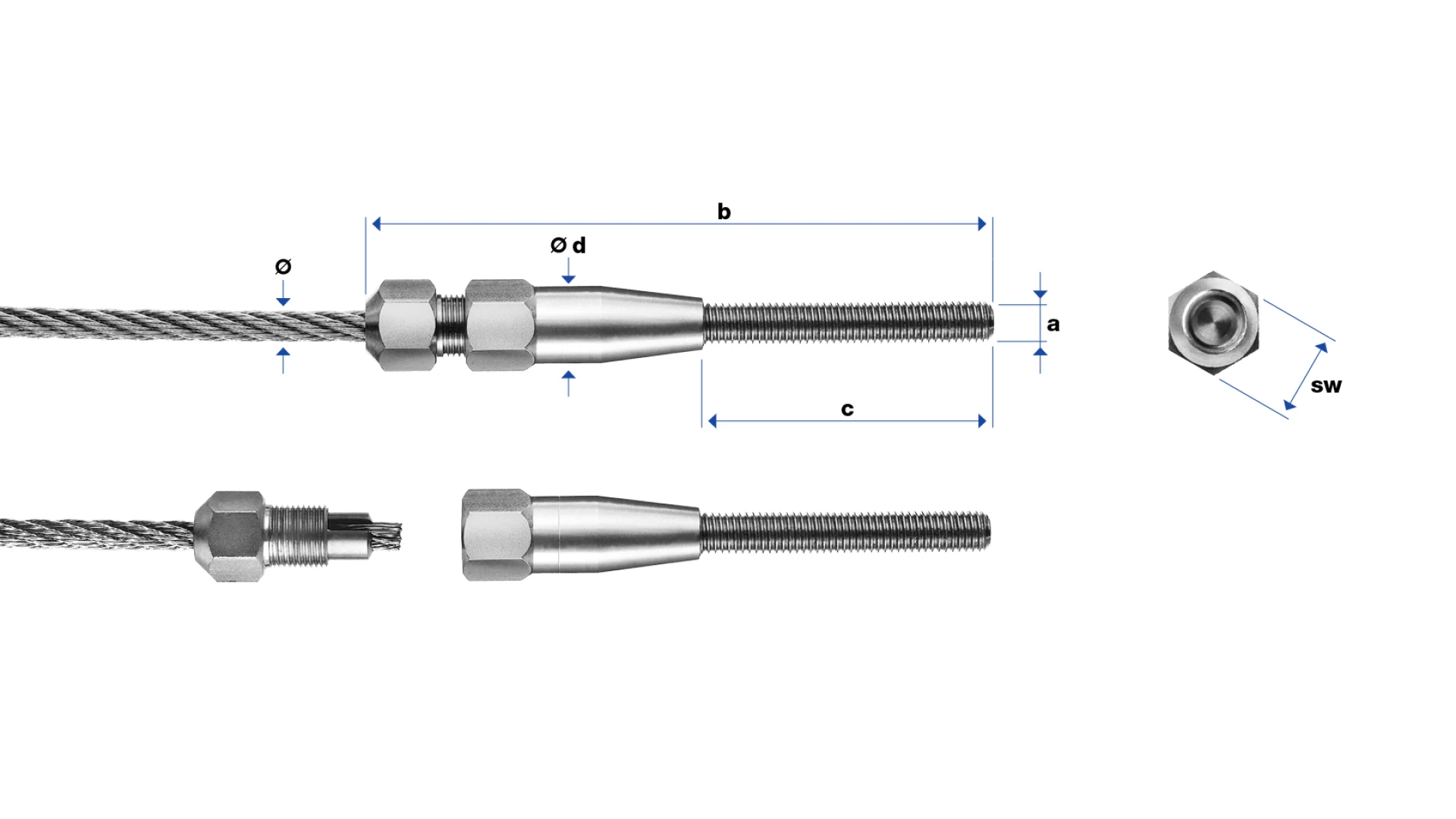 External thread end left-hand LT1 Self-assembly