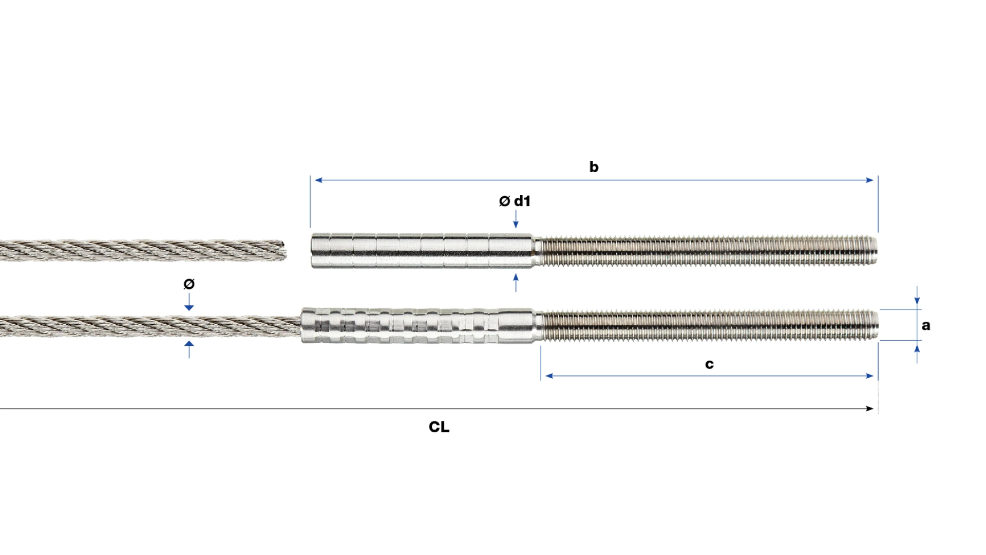 External thread end left-hand SA Self-assembly