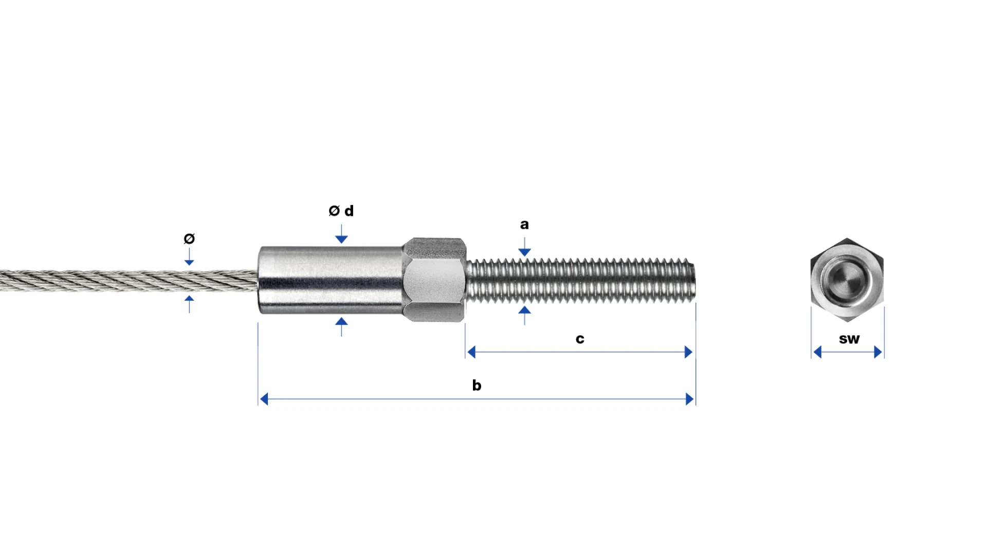 External thread end right-hand LT2 self-assembly