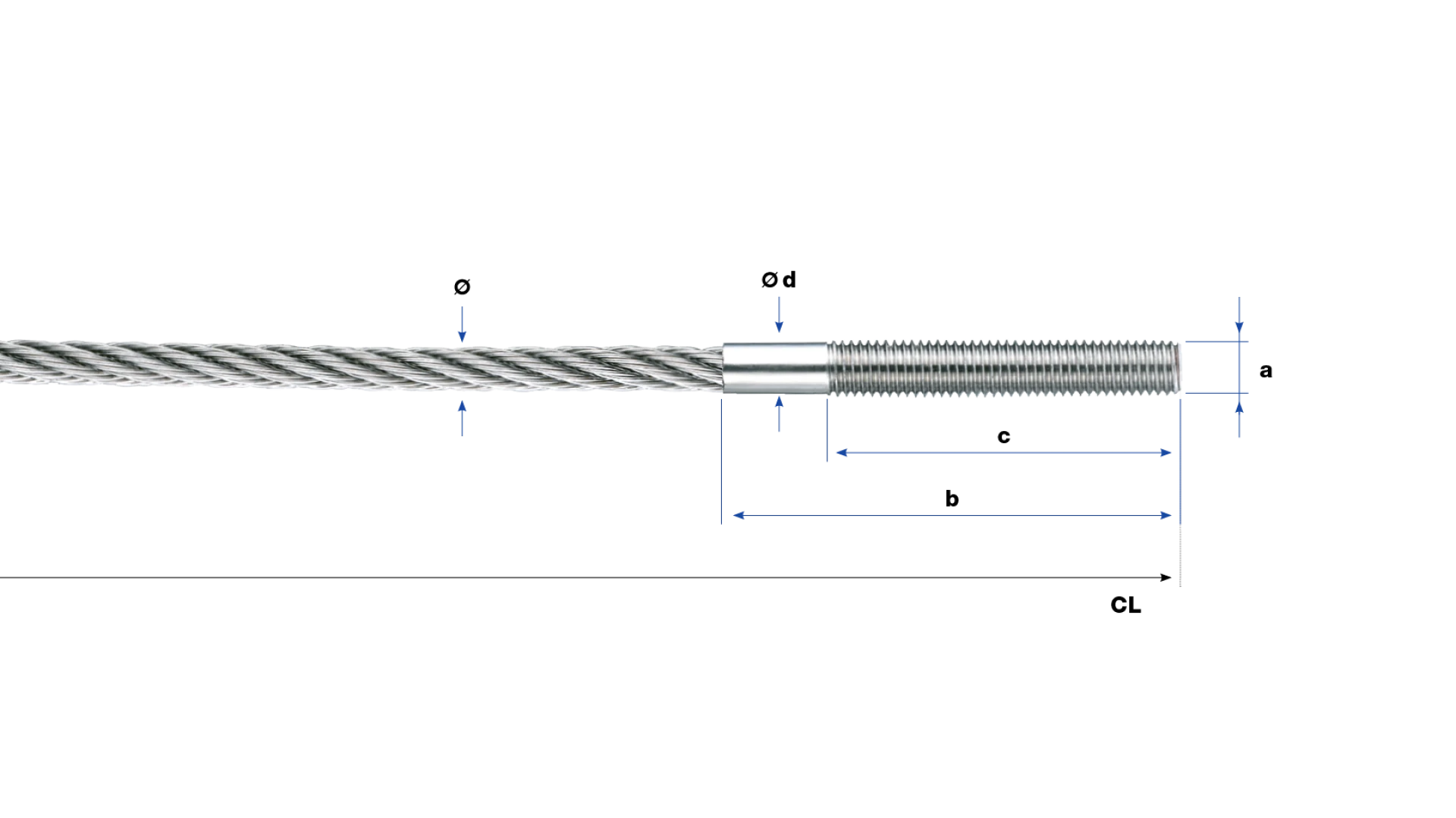 External thread end right-hand Vissline round swaged