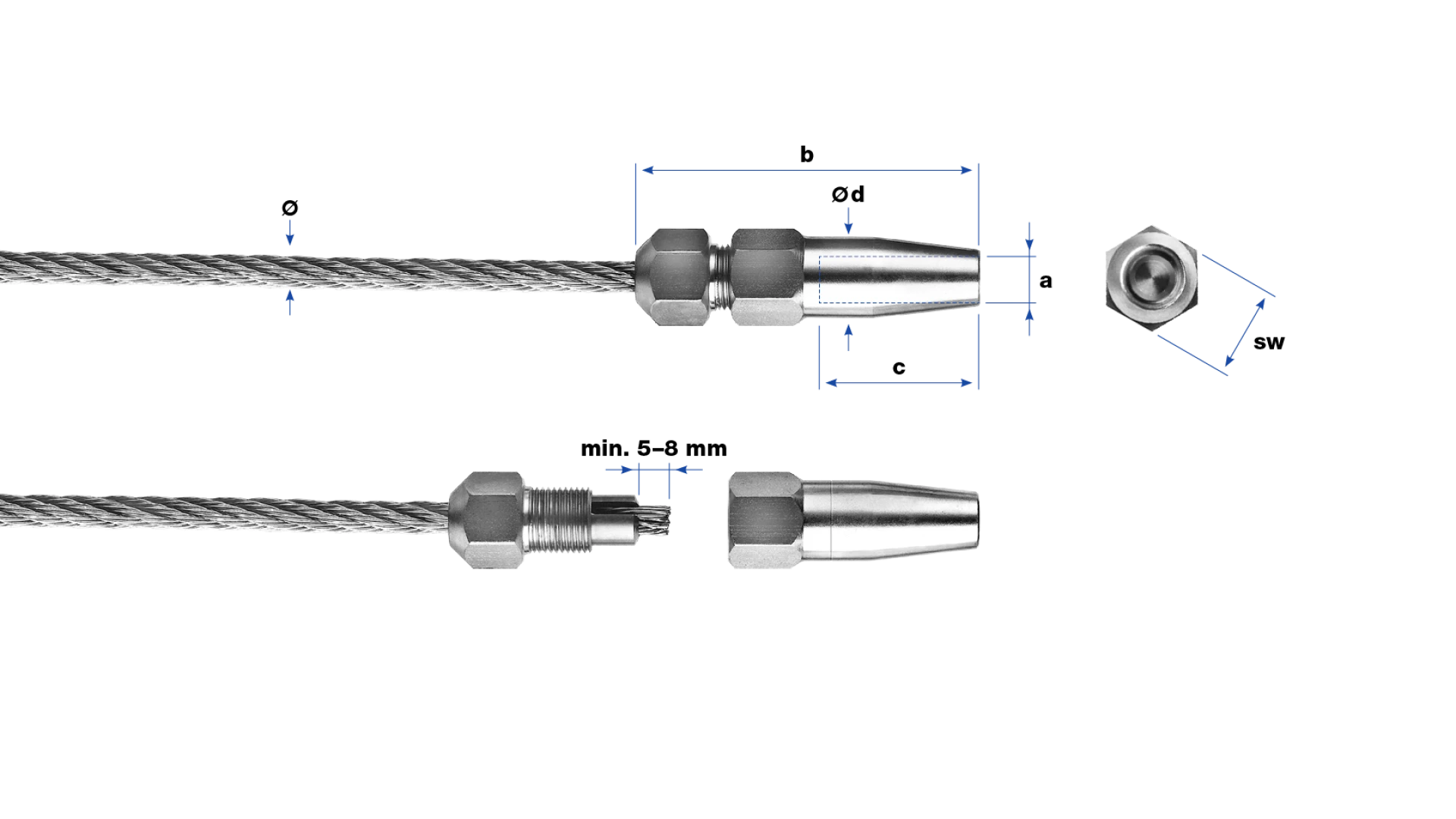 Internal thread end left-hand LT1 self-assembly