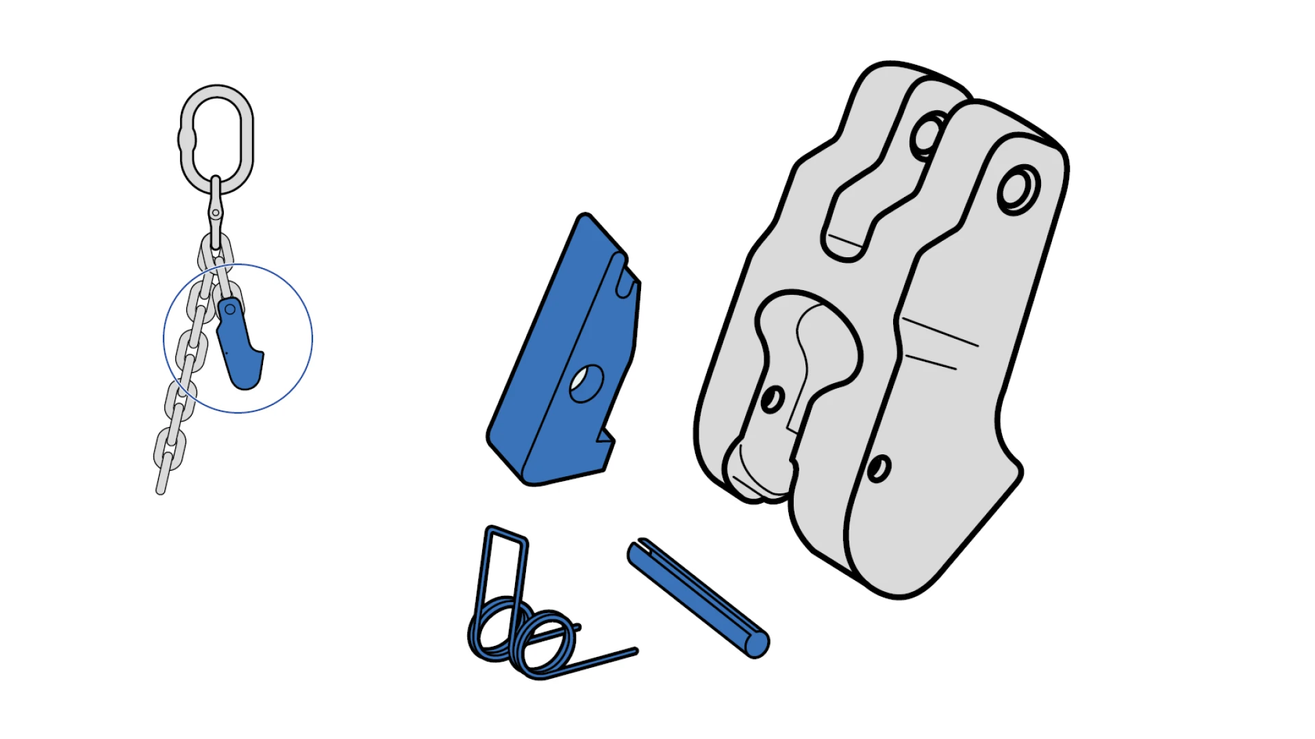 Replacement safety latch kit   for shortening clutch type VKS