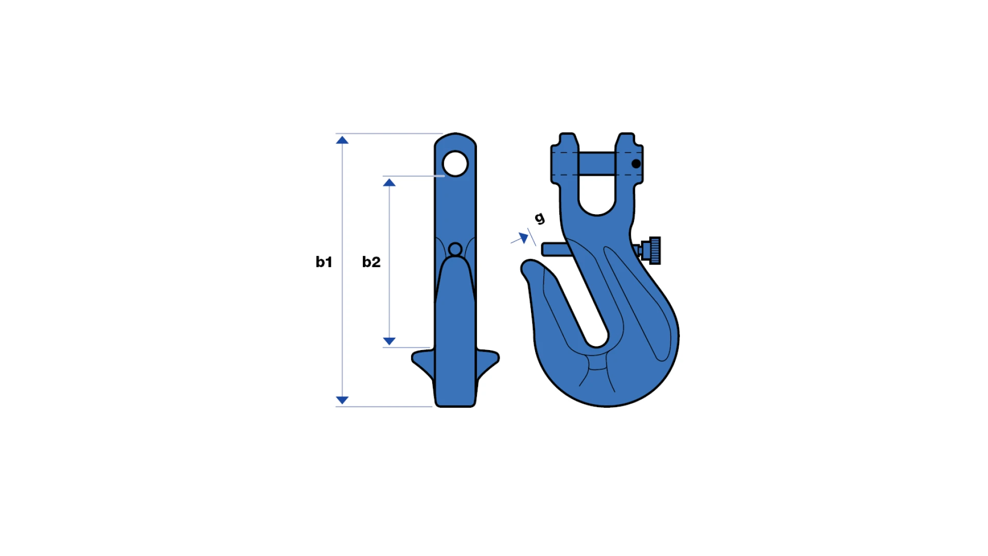Chain-shortening hook with clevis and safety pin, type LPG  GK 10