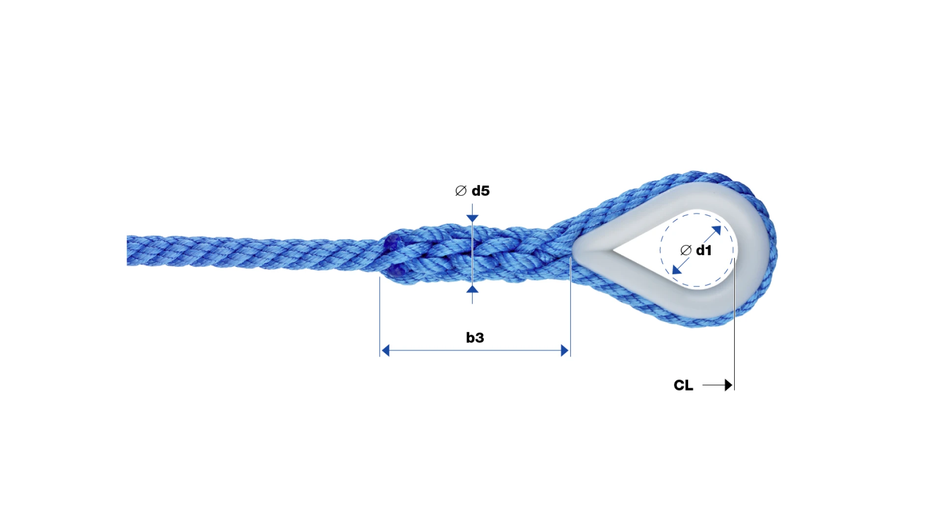 Loop with thimble spliced für Seil gedreht